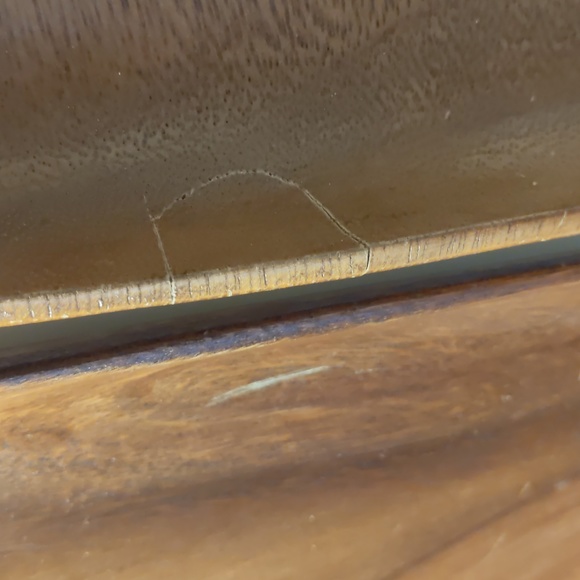 Vintage set of Monkey Pod salad plates pineapple shaped bowl and scalloped bowl - Picture 6 of 10